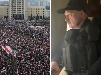 Лукашенко и акция протеста в Минске, 23.08.2020. Фото: gazeta.ru Лукашенко и акция протеста в Минске, 23.08.2020. Фото: gazeta.ru